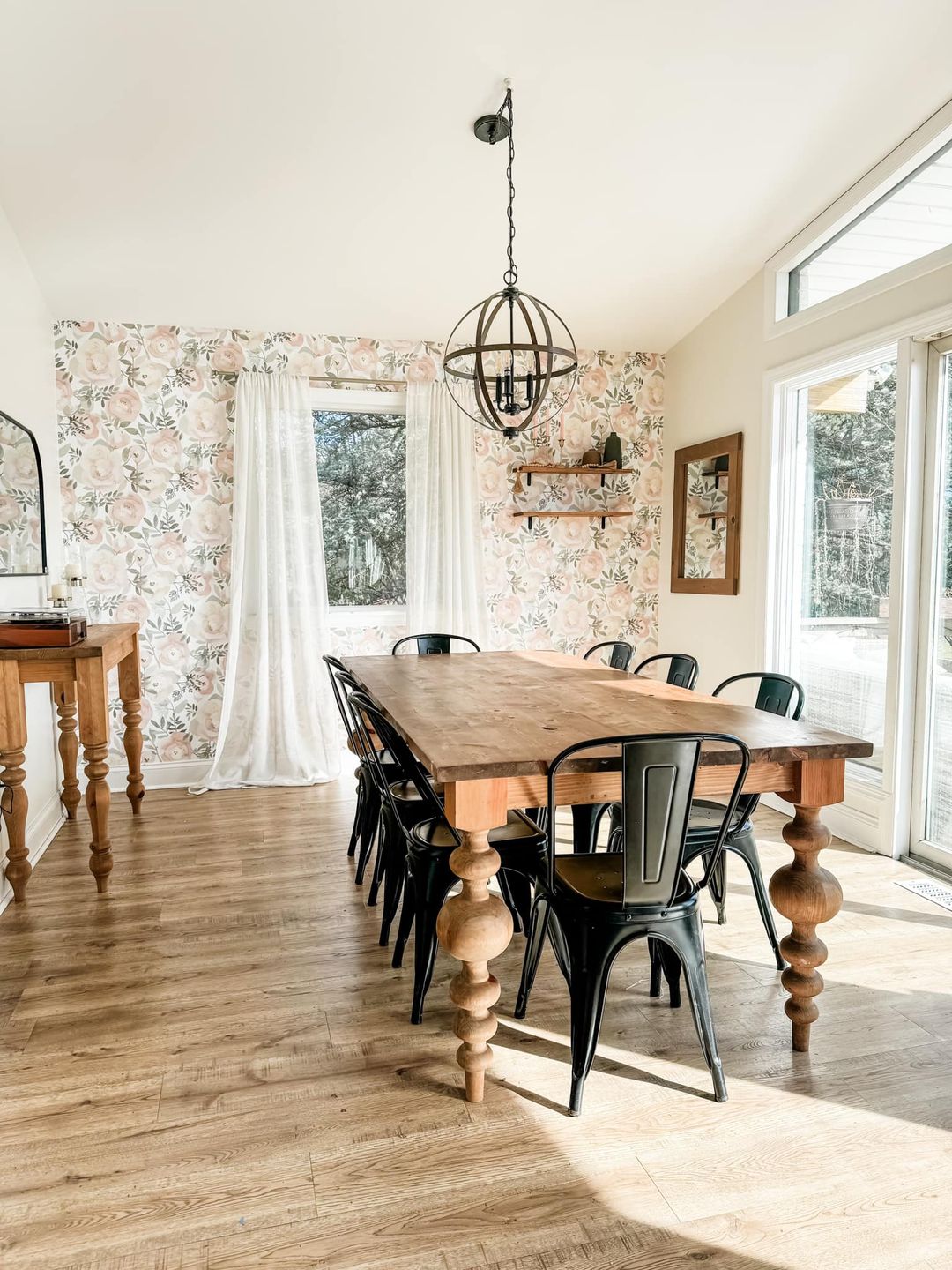 Large Turned Leg Table, Chunky Balled Farmhouse Table, Modern Farmhouse Dining Table