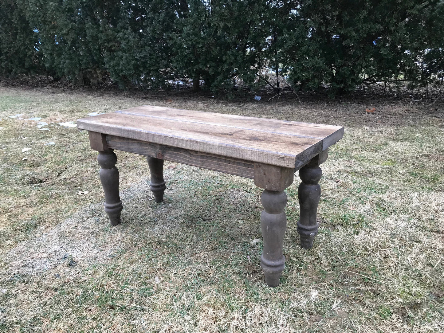 Custom Farmhouse Bench, Rustic Bench, Farm Table Bench, Turned Legged Bench, Modern Wooden Bench, Dining Table Bench, Kitchen Table Bench
