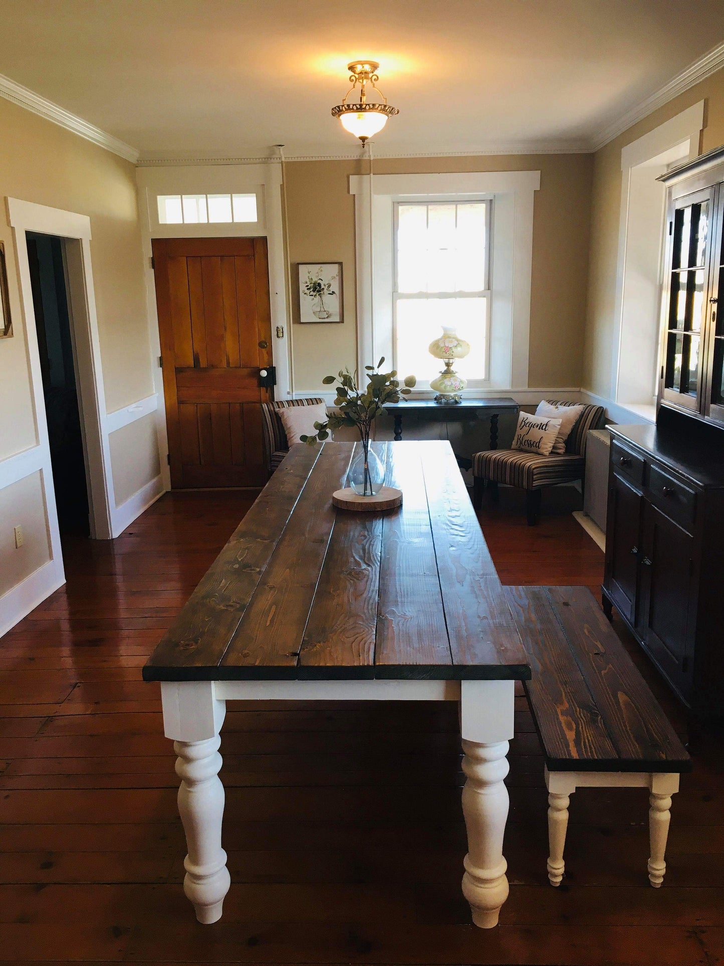 Large Farmhouse Table, Rustic Farm Table, Farmhouse Dining Table, Farm Kitchen Table, Custom Farmhouse Table, Spindle Leg Table - All Sizes!