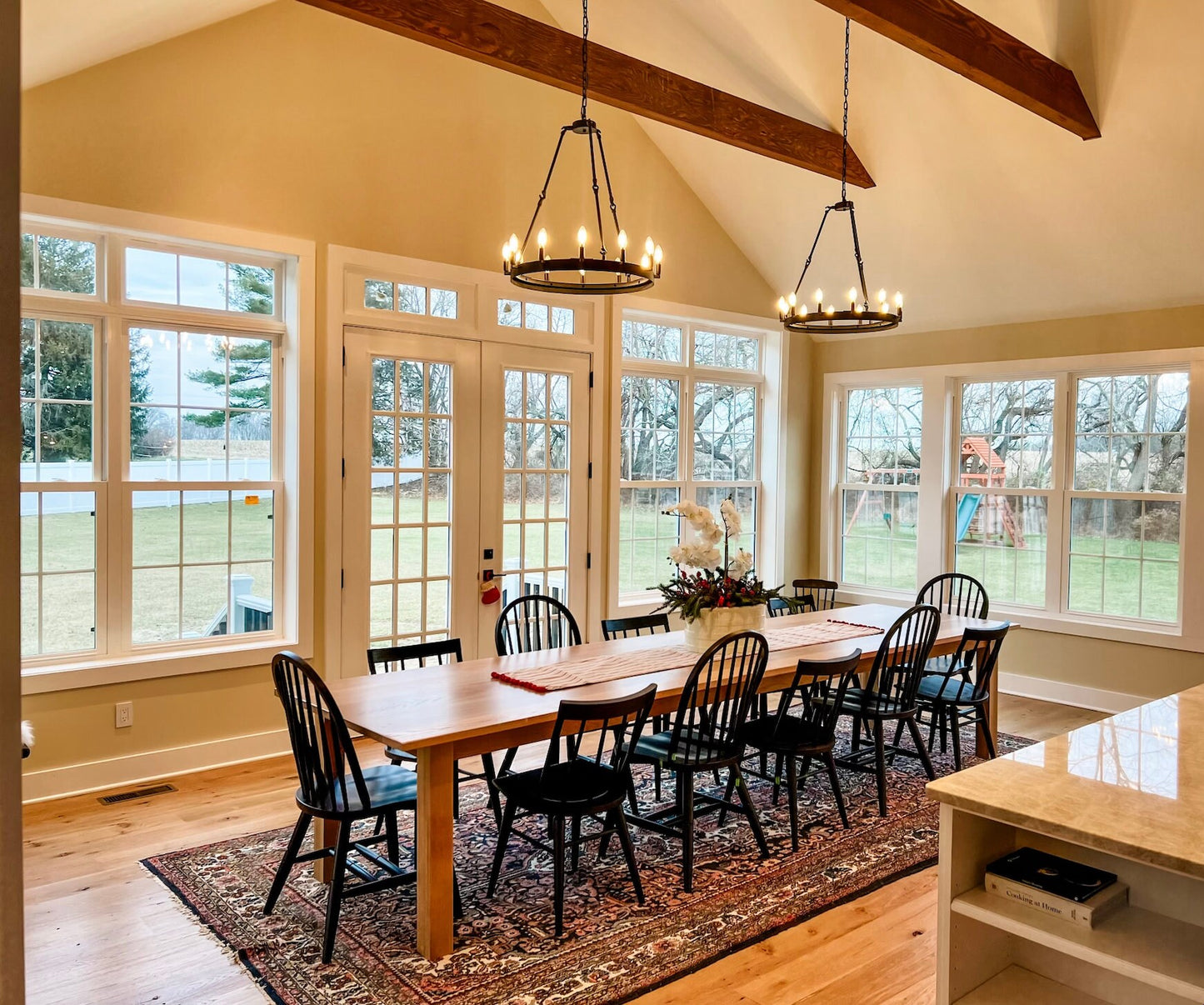 Custom white oak table, white oak kitchen table, white oak table, natural white oak table, long white oak table, parsons table, custom parsons table, modern white oak, squared leg table, 10-foot white oak table, 12-foot white oak table, large table