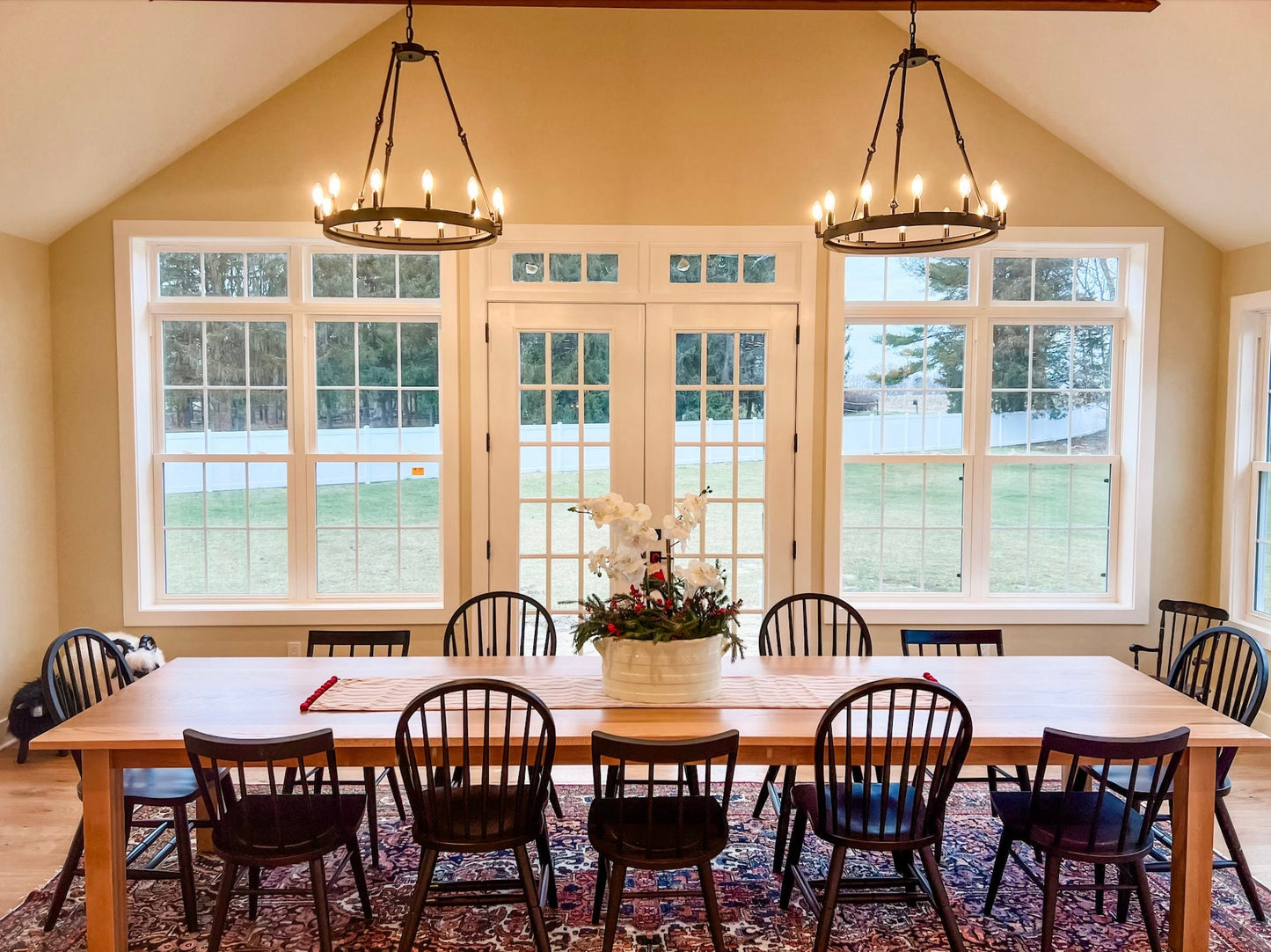 Custom white oak table, white oak kitchen table, white oak table, natural white oak table, long white oak table, parsons table, custom parsons table, modern white oak, squared leg table, 10-foot white oak table, 12-foot white oak table, large table