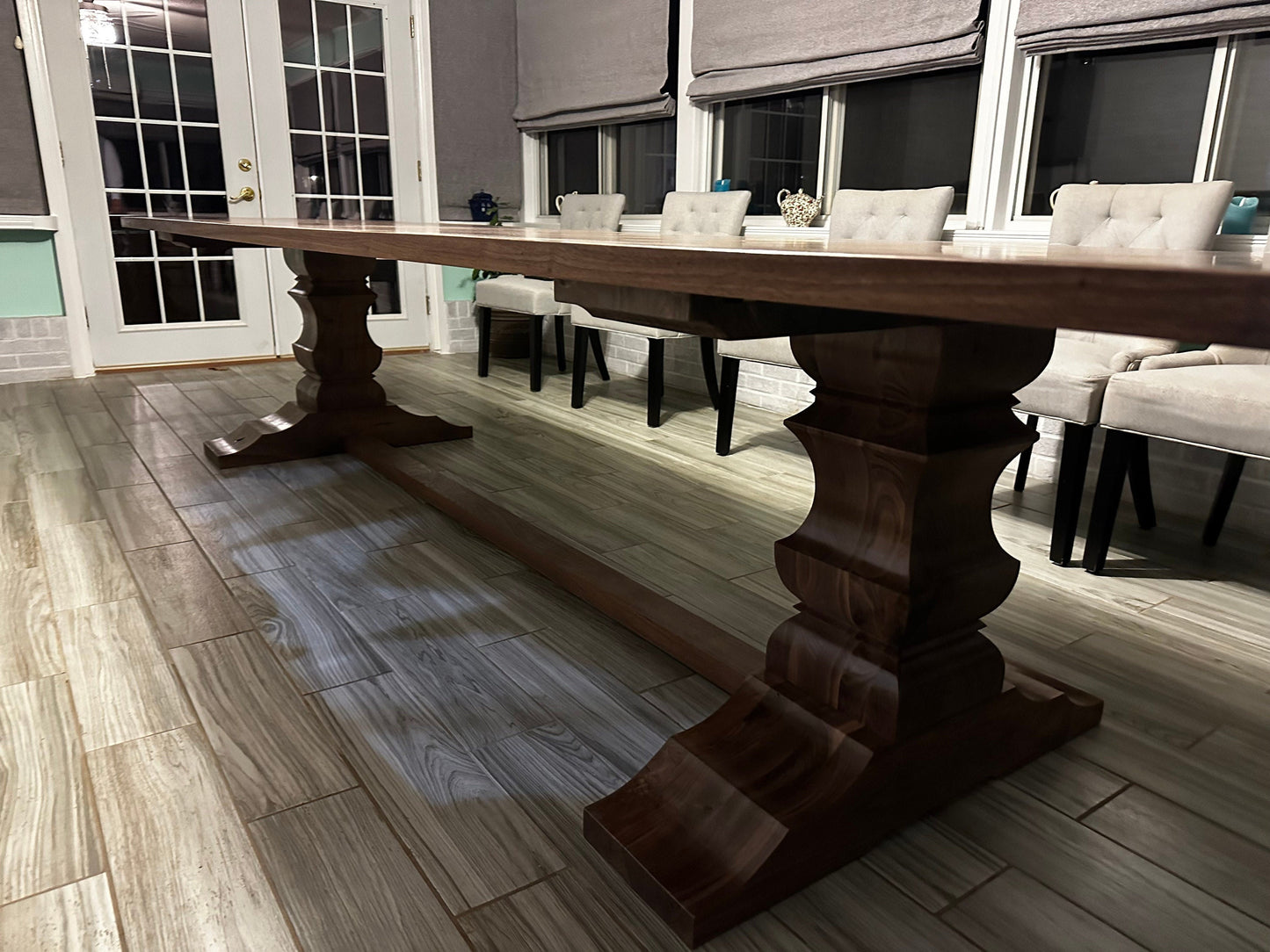 Large Walnut Dining Table, Long Black Walnut Table, Walnut Pedestal Table, Custom Black Walnut Trestle Table, 10-Foot Walnut Table, 12-Foot Walnut Table, 13-Foot Table, 14-Foot Table, Long Walnut Table, Live Edge Walnut Table, Hardwood Table