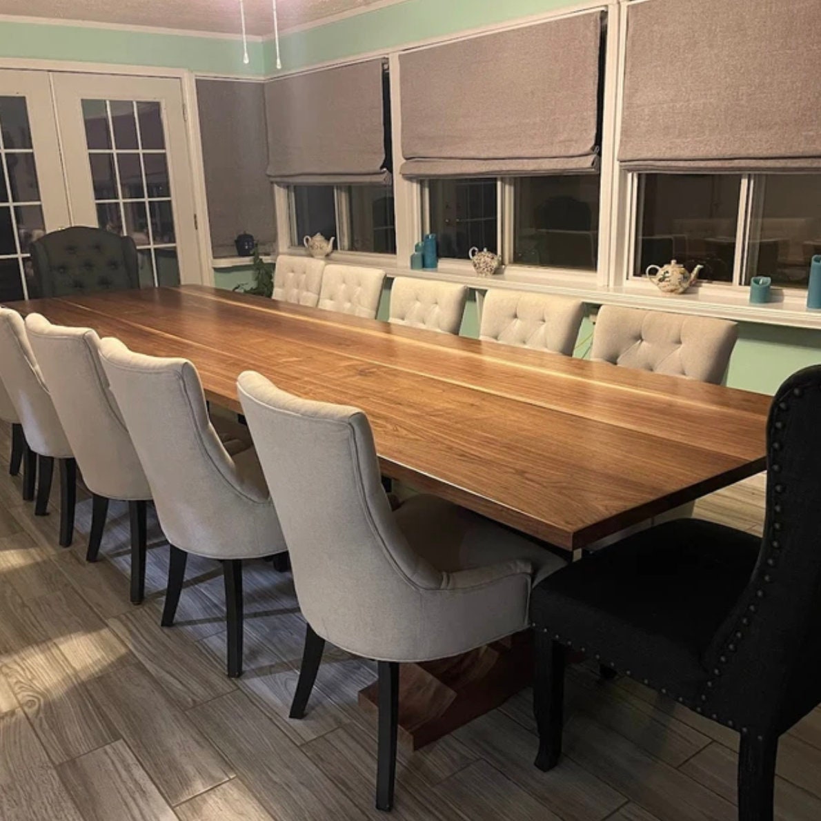 Large Walnut Dining Table, Long Black Walnut Table, Walnut Pedestal Table, Custom Black Walnut Trestle Table, 10-Foot Walnut Table, 12-Foot Walnut Table, 13-Foot Table, 14-Foot Table, Long Walnut Table, Live Edge Walnut Table, Hardwood Table