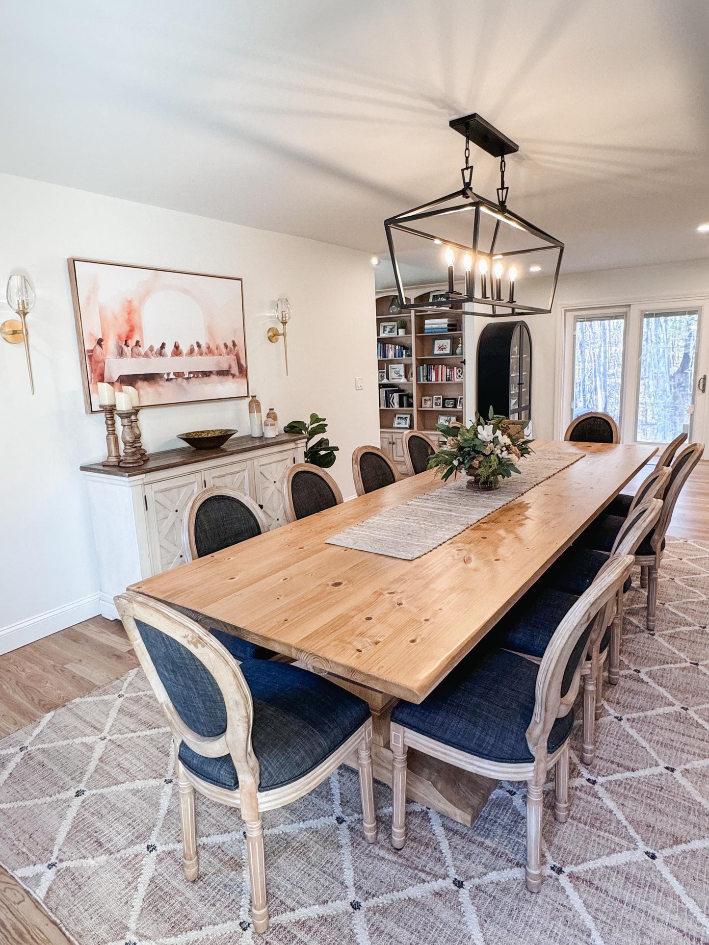 Pedestal Dining Table, Custom Dining Table, Natural Wood Table, Trestle Table, Farmhouse Table, Modern Table - 10-Foot, 12-Foot - All Sizes!