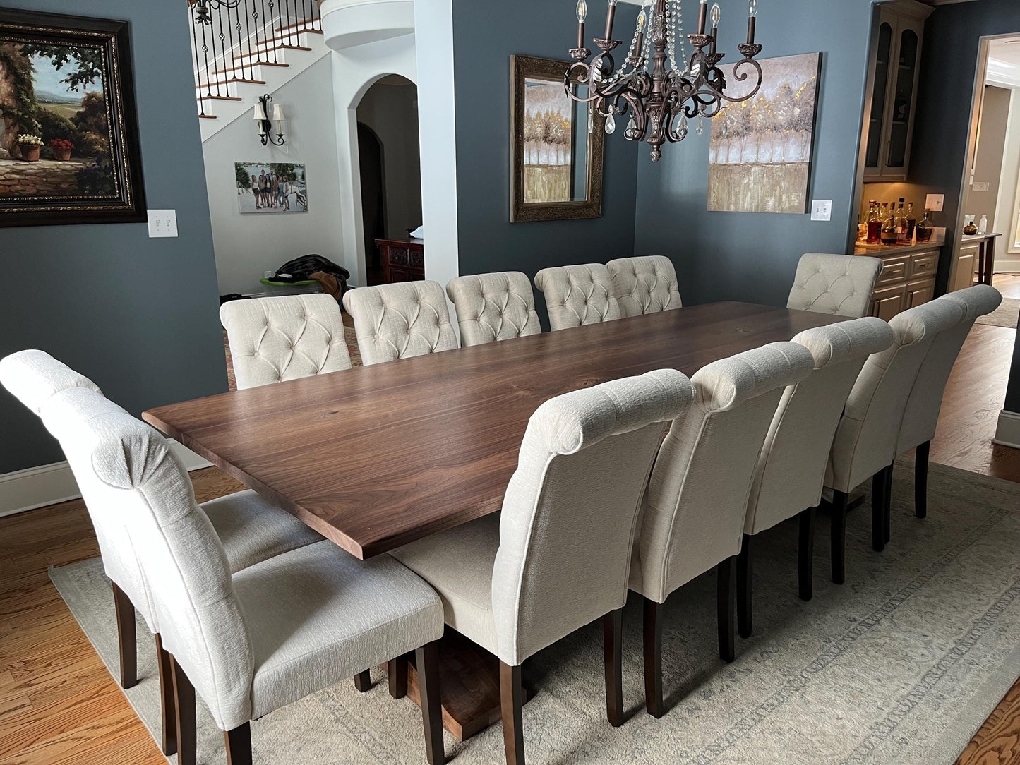 Large Walnut Dining Table, Custom Black Walnut Table, Walnut Pedestal Table, Black Walnut Trestle Table, 10-Foot, 12-Foot - All Sizes!