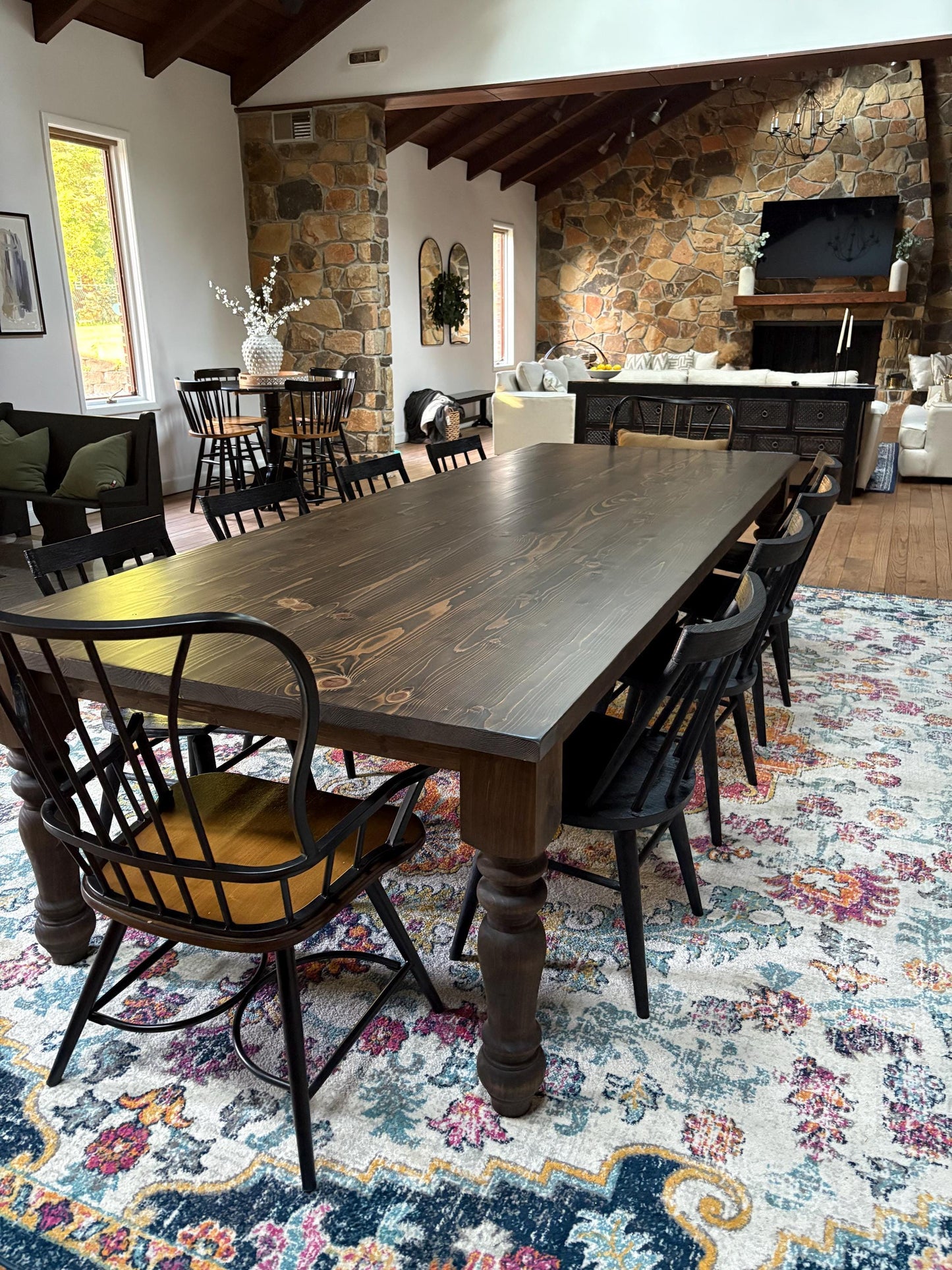 Large Dining Table, Long Dining Table, Large Custom Table, Custom Dining Table, Turned Leg Table, Modern Farmhouse Table - 10-Foot, 12-Foot
