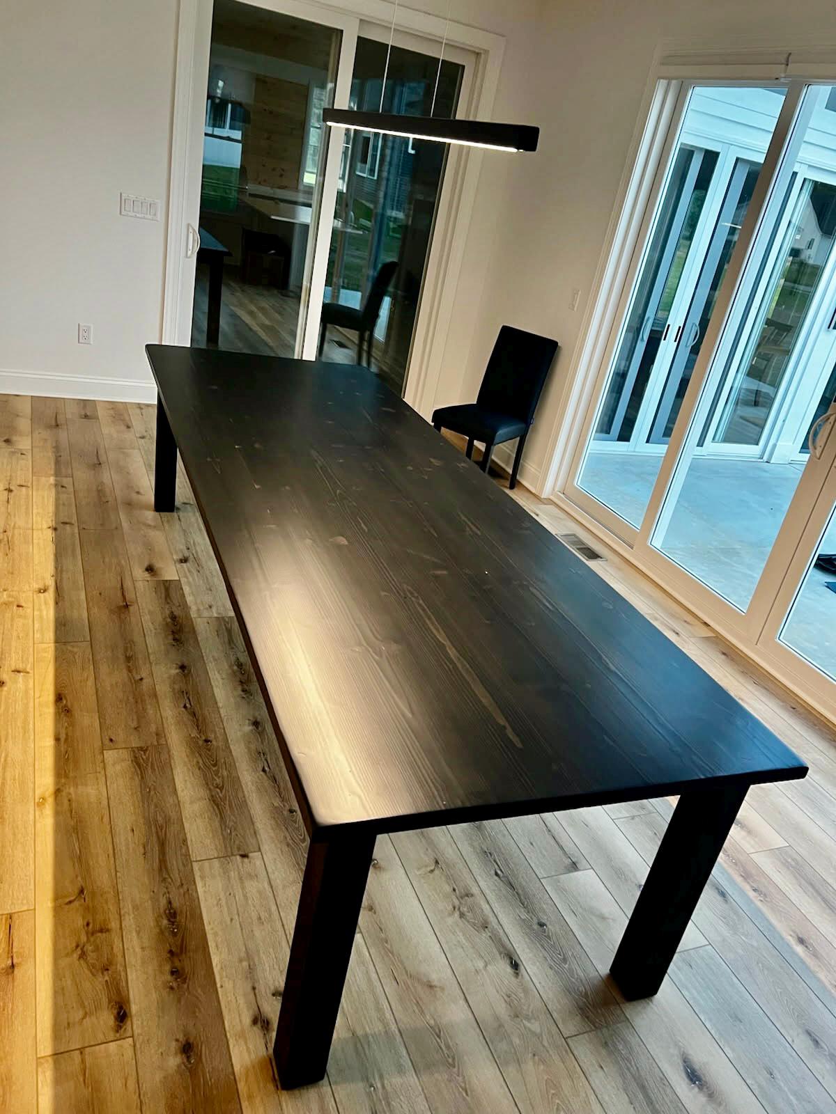 Parsons Table, Natural Wood Table, Large Farmhouse Table, Black Dining Table, Farmhouse Dining Table, Squared Legs Table, Kitchen Table