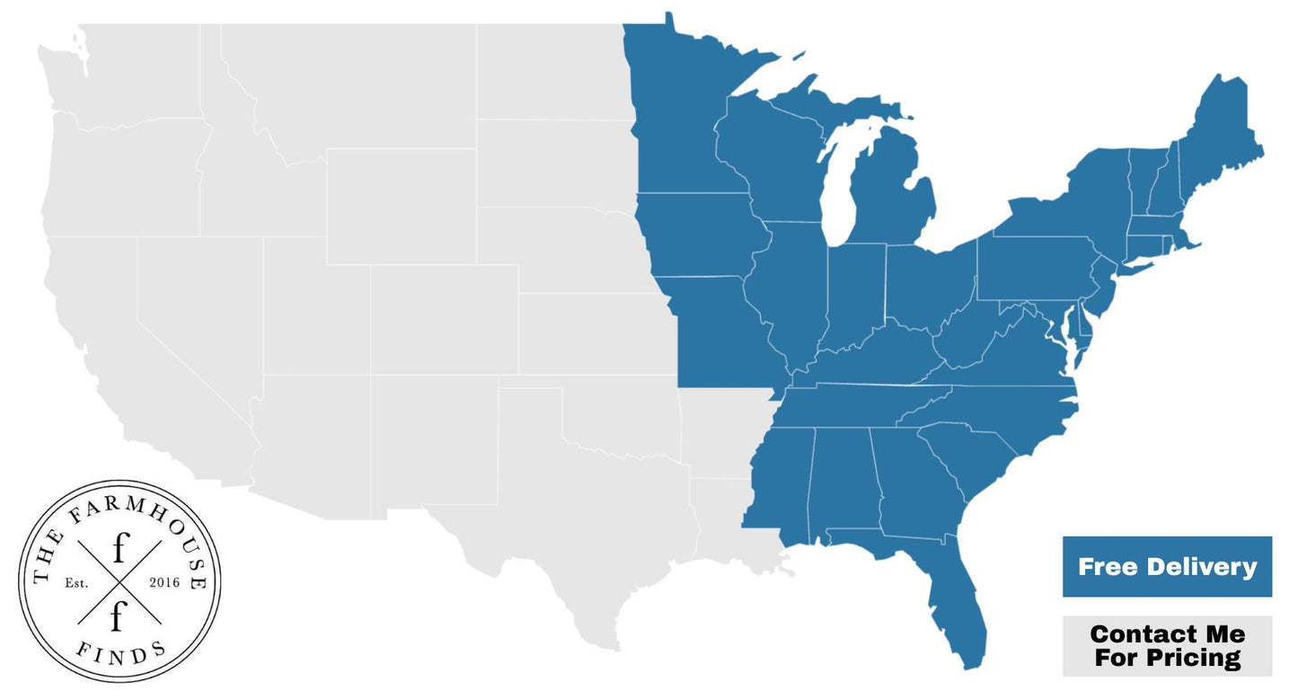 United States delivery map with free delivery badge and contact message stamp
