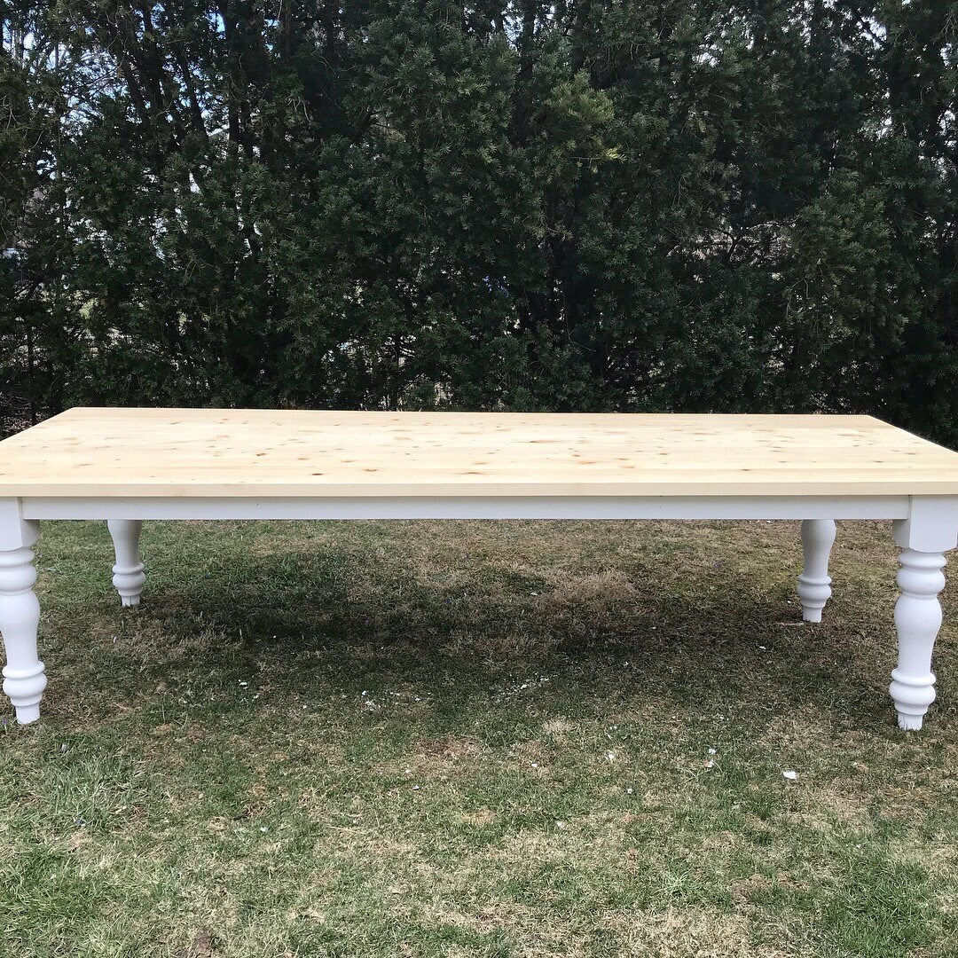 Large Farmhouse Table, Chunky Farm Table, Rustic Farm Table with Turned Leg, Rustic Wood Table, Farmhouse Dining Table, Rustic Barn Table