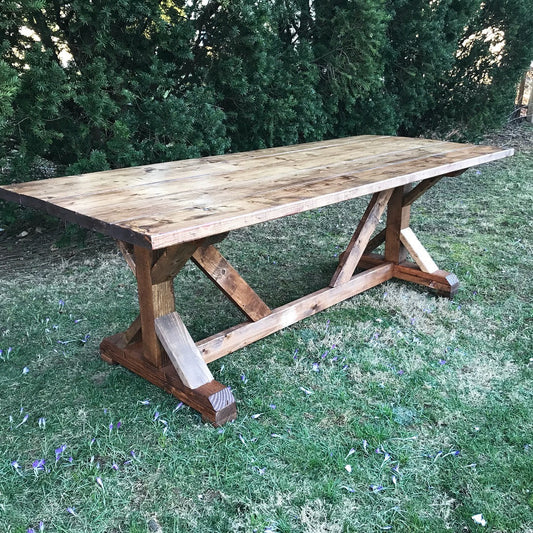 Custom Farm Table, Farmhouse Dining Room Table, Wood Kitchen Table, English Chestnut Table, Rustic Wooden Table - All Sizes and Stains