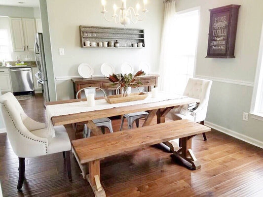 Modern Rustic Farmhouse Table, Custom Farm Table, Rustic Wooden Kitchen Table, Large Farmhouse Table, Natural Wood Dining Room Table