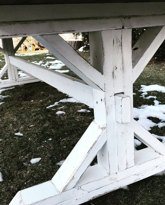 Shabby Chic Table, Distressed Farmhouse Table, Antique White Farm Table, Rustic Farm Table, Custom Farm Table - All Sizes and Stains