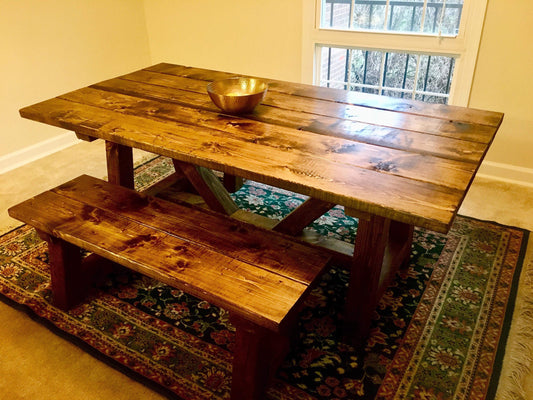 Farmhouse Table, Farm Table, Custom Farmhouse Table, Rustic Table, Wooden Table, Barn Table, Long Farmhouse Table - All Sizes & Stains