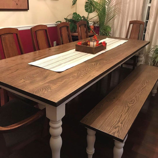 ASH Farmhouse Table, Rustic Farm Table, Hardwood Table, Ash Farm Table, Custom Farmhouse Table, Dining Table - All Sizes + Stains
