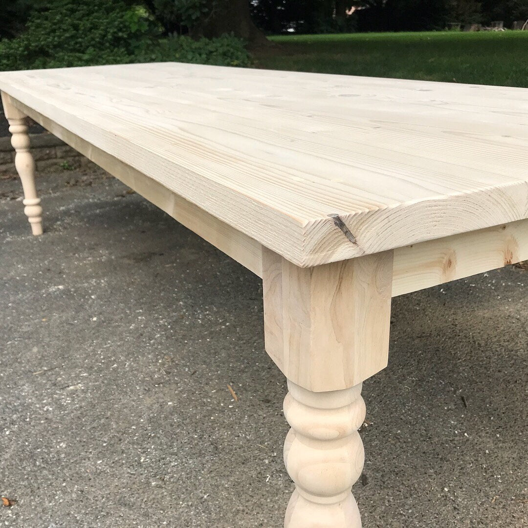 Natural Wood Farm Table, Farmhouse Table, Rustic Table, Kitchen Table, Dining Room Table, Wooden Table, Custom Table - All Sizes + Stains!