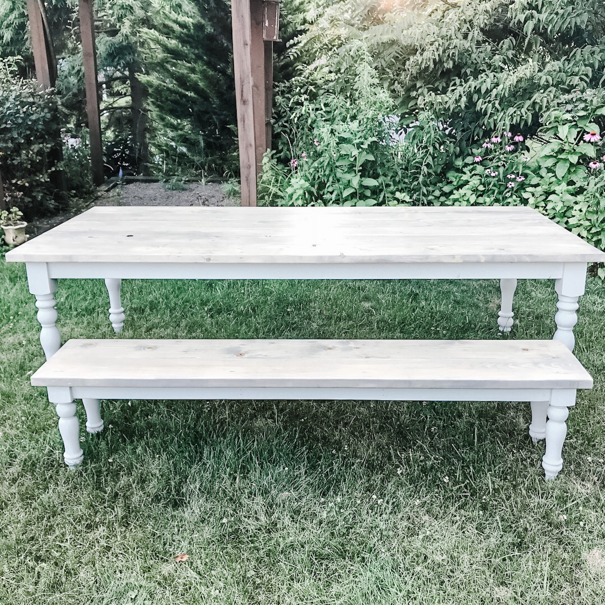 Large Farmhouse Table, Gray Farmhouse Table, Turned Leg Farm Table, Long Farmhouse Table, Kitchen Table, Rustic Dining Table - All Sizes!