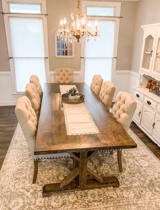 Maple Farmhouse Table, Custom Maple Hardwood Table, Farm Table with Breadboard Ends, Large Dining Room Table, Kitchen Table, Hardwood Table