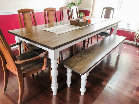 Ash Hardwood Farmhouse Table, Rustic Farm Table, Hardwood Table, Ash Farm Table, Custom Farmhouse Table, Dining Table - All Sizes + Stains