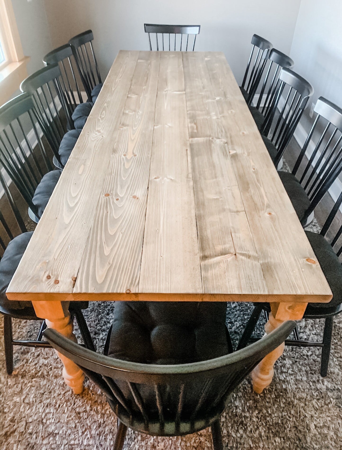 Natural Farmhouse Table, Long Farm Table, Custom Wood Table, Large Farmhouse Table, Kitchen Table, Barn Table, Handmade Farmhouse Table