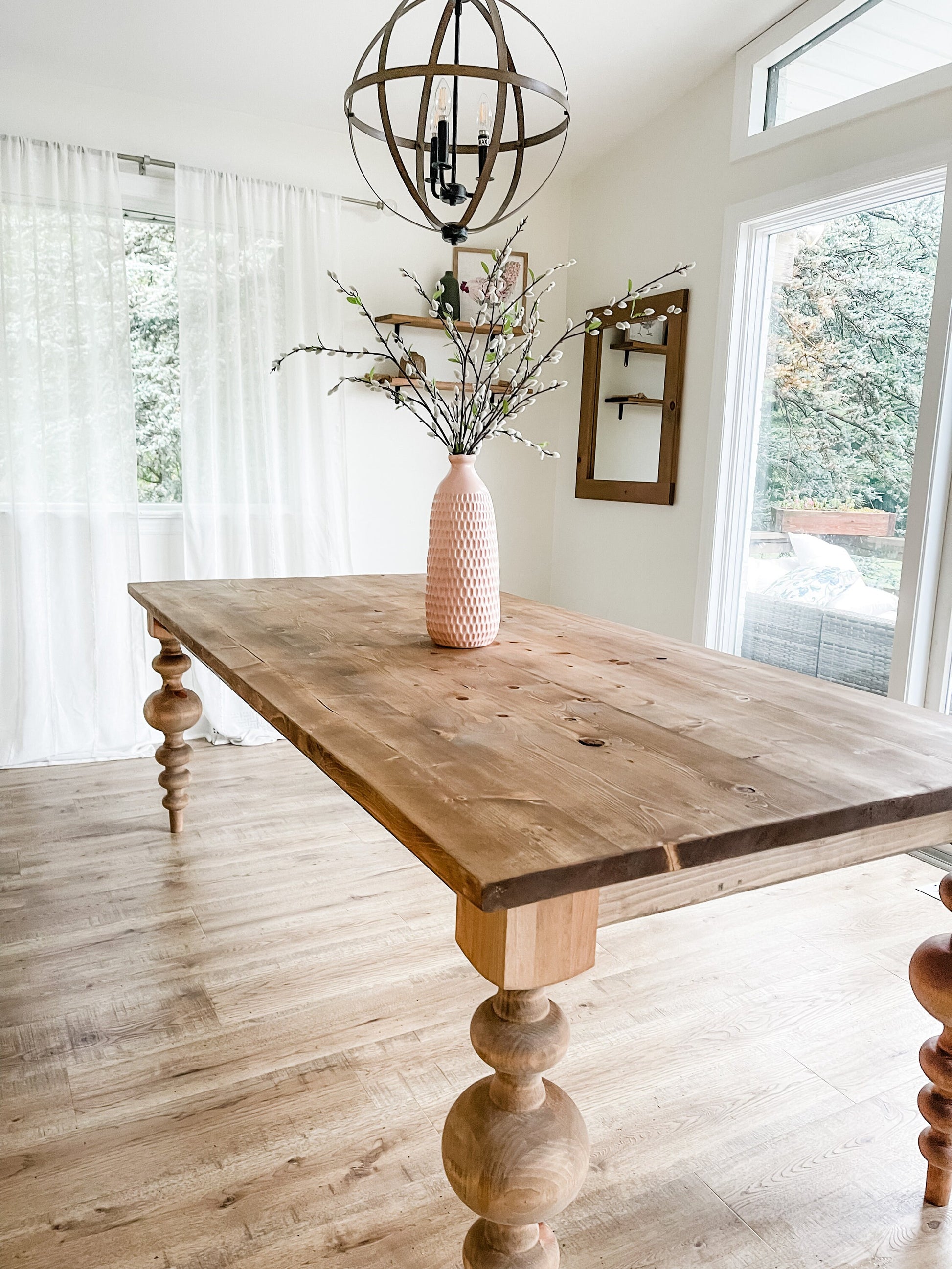 Large Turned Leg Table, Chunky Balled Farmhouse Table, Massive Modern Table, Custom Dining Table, Bulb Leg Table, Modern Farmhouse Table