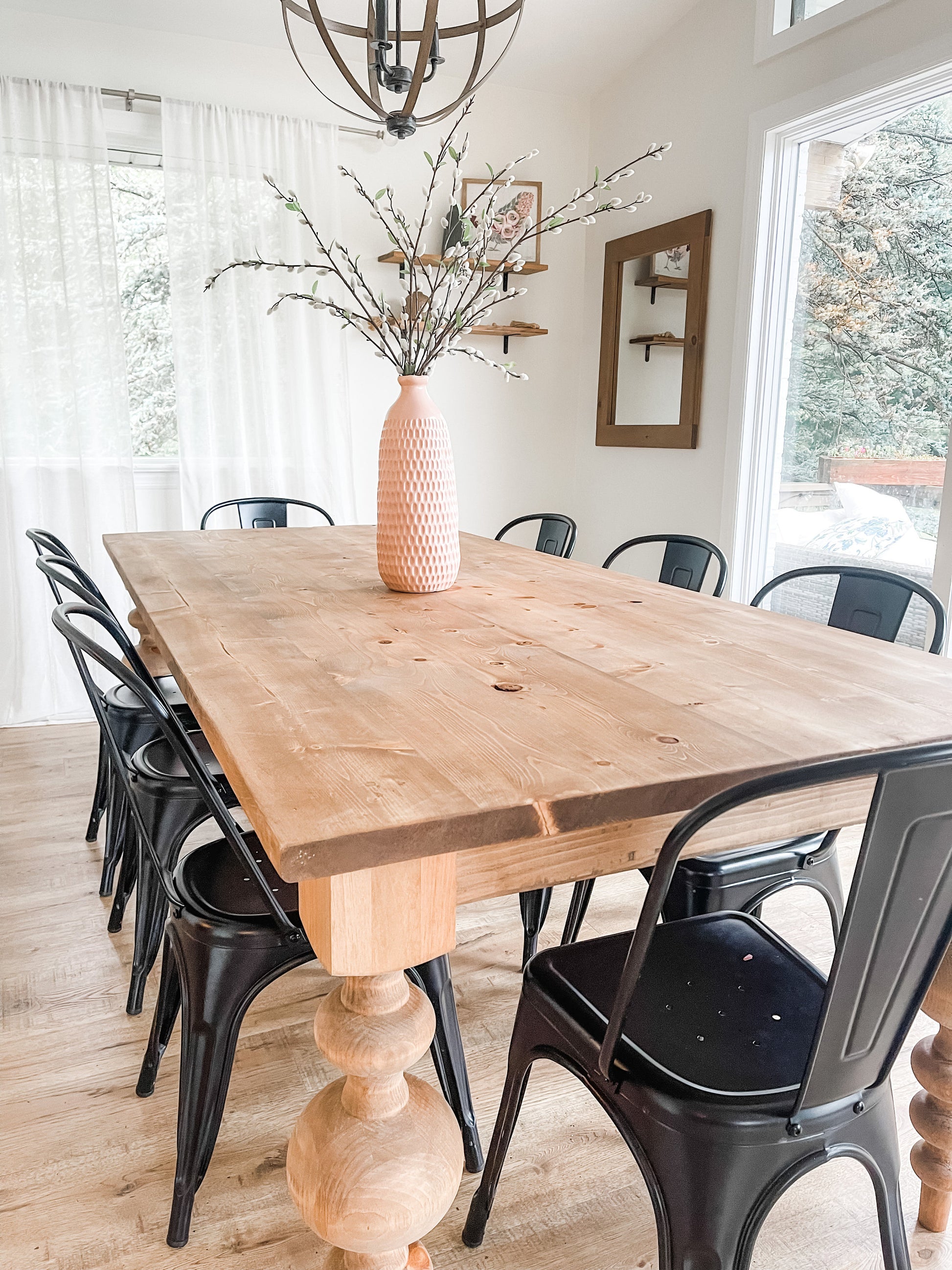 Large Turned Leg Table, Chunky Balled Farmhouse Table, Massive Modern Table, Custom Dining Table, Bulb Leg Table, Modern Farmhouse Table