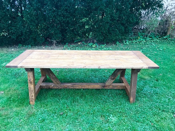 Solid Pine Trestle Dining Table | Handmade Farmhouse Style | All Sizes Available!