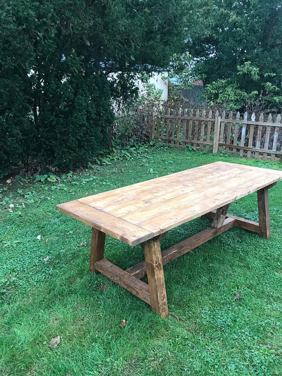 Solid Pine Trestle Dining Table | Handmade Farmhouse Style | All Sizes Available!