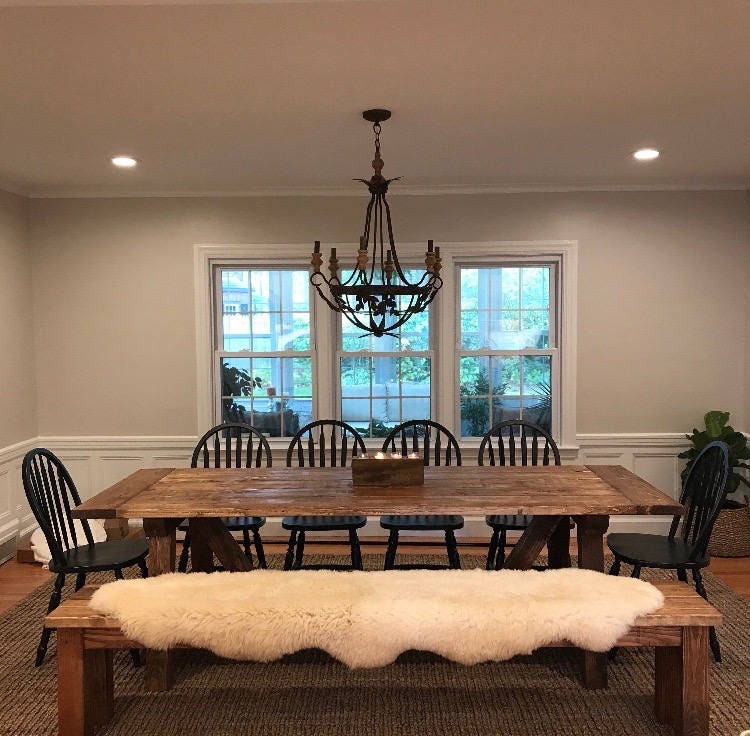 Solid Pine Farmhouse Table, Restoration Table, Natural Wood Dining Kitchen Table - All Sizes and Colors