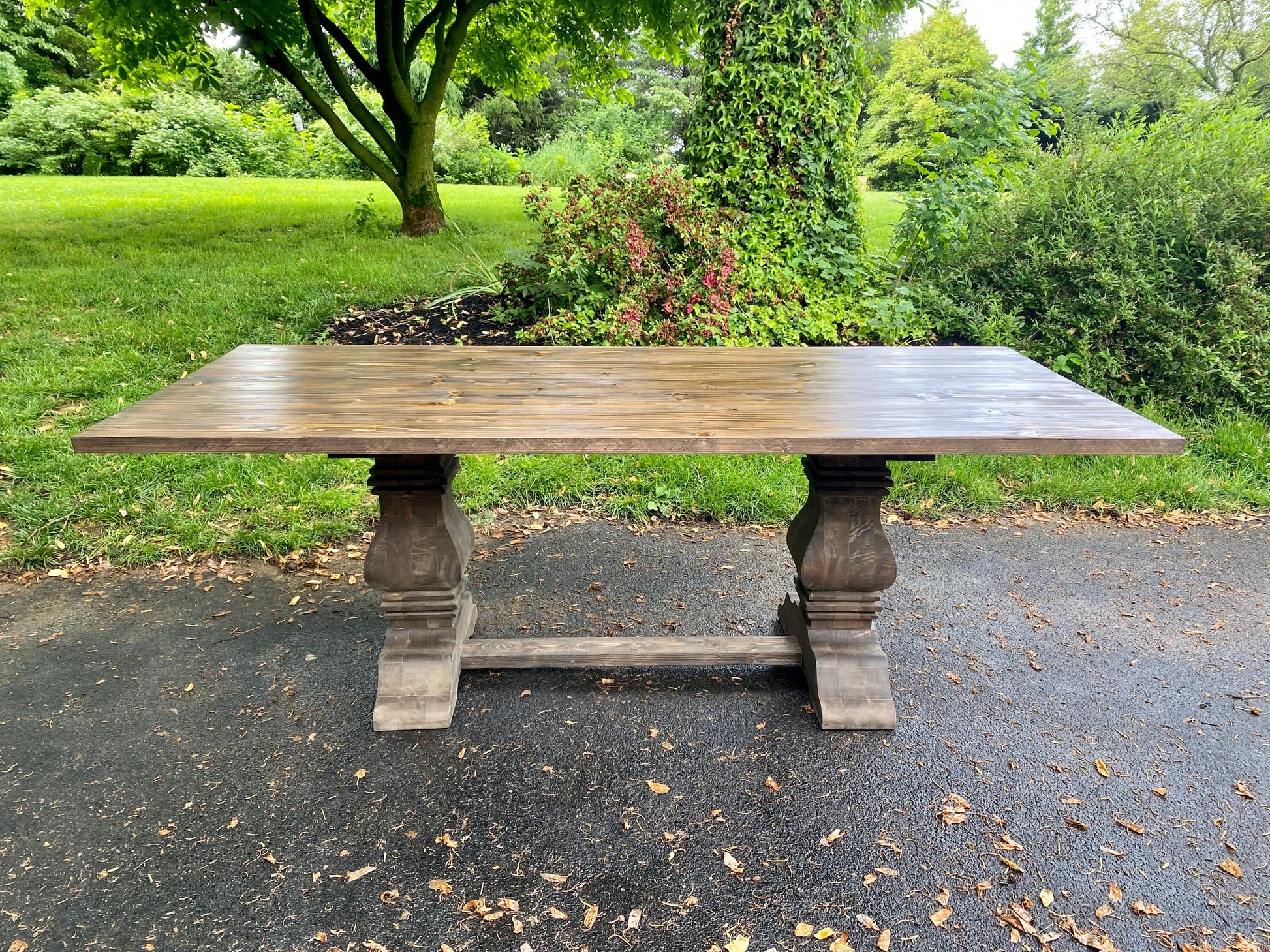 Trestle Farmhouse Table, Rustic Farm Table, Farmhouse Dining Table, Belluga Farmhouse Table, Natural Wood Table, Pedestal Table - All Sizes!