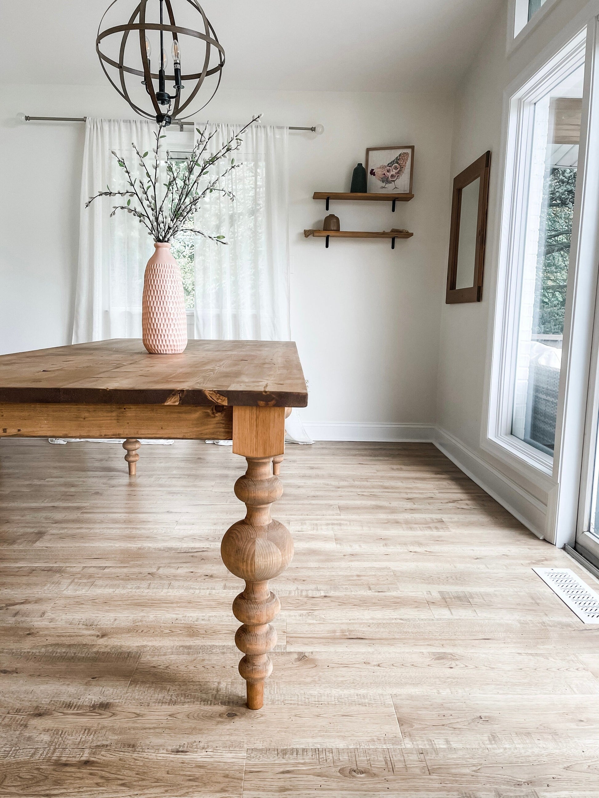 Large Turned Leg Table, Chunky Balled Farmhouse Table, Massive Modern Table, Custom Dining Table, Bulb Leg Table, Modern Farmhouse Table