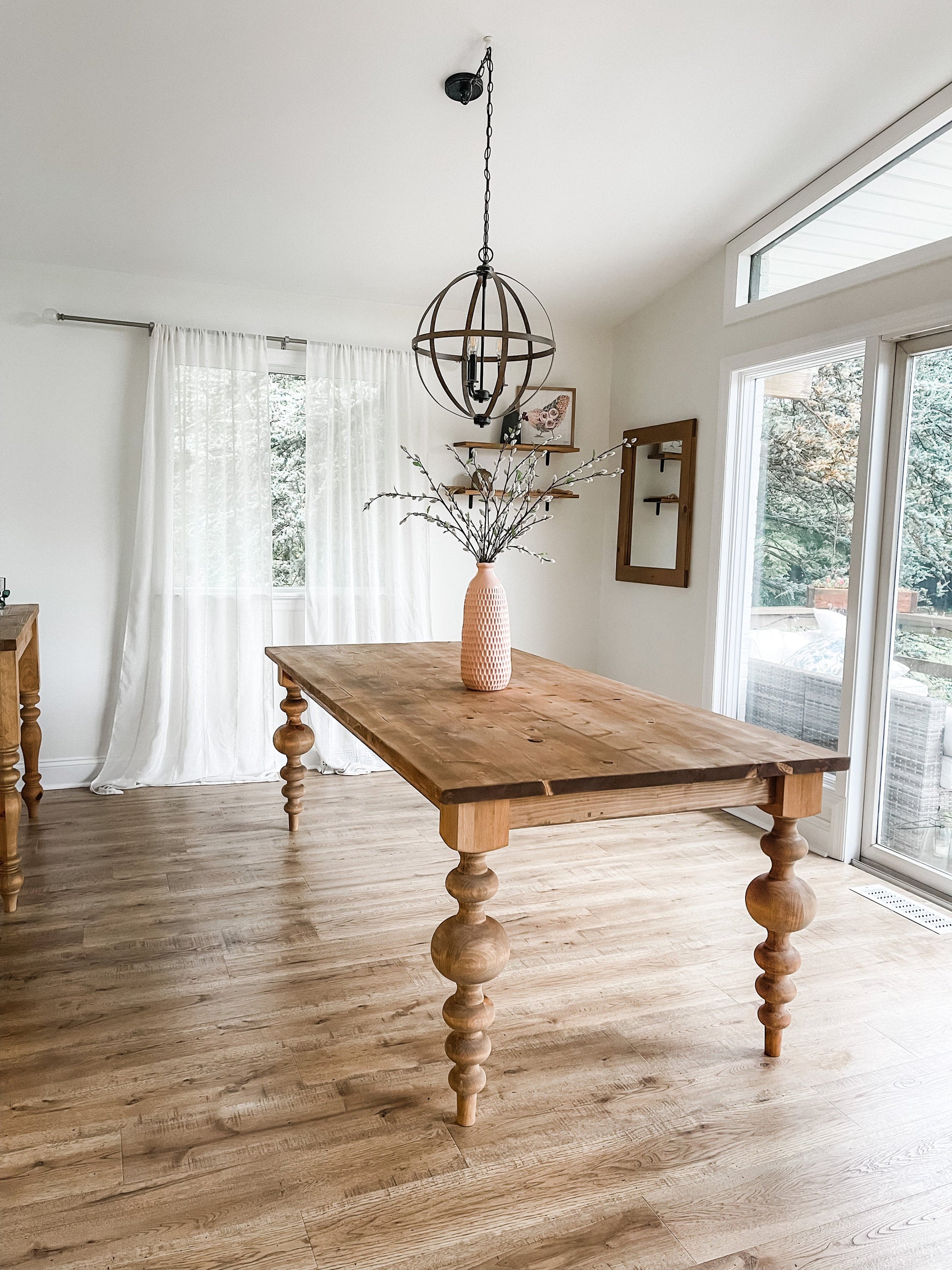 Large Turned Leg Table, Chunky Balled Farmhouse Table, Massive Modern Table, Custom Dining Table, Bulb Leg Table, Modern Farmhouse Table