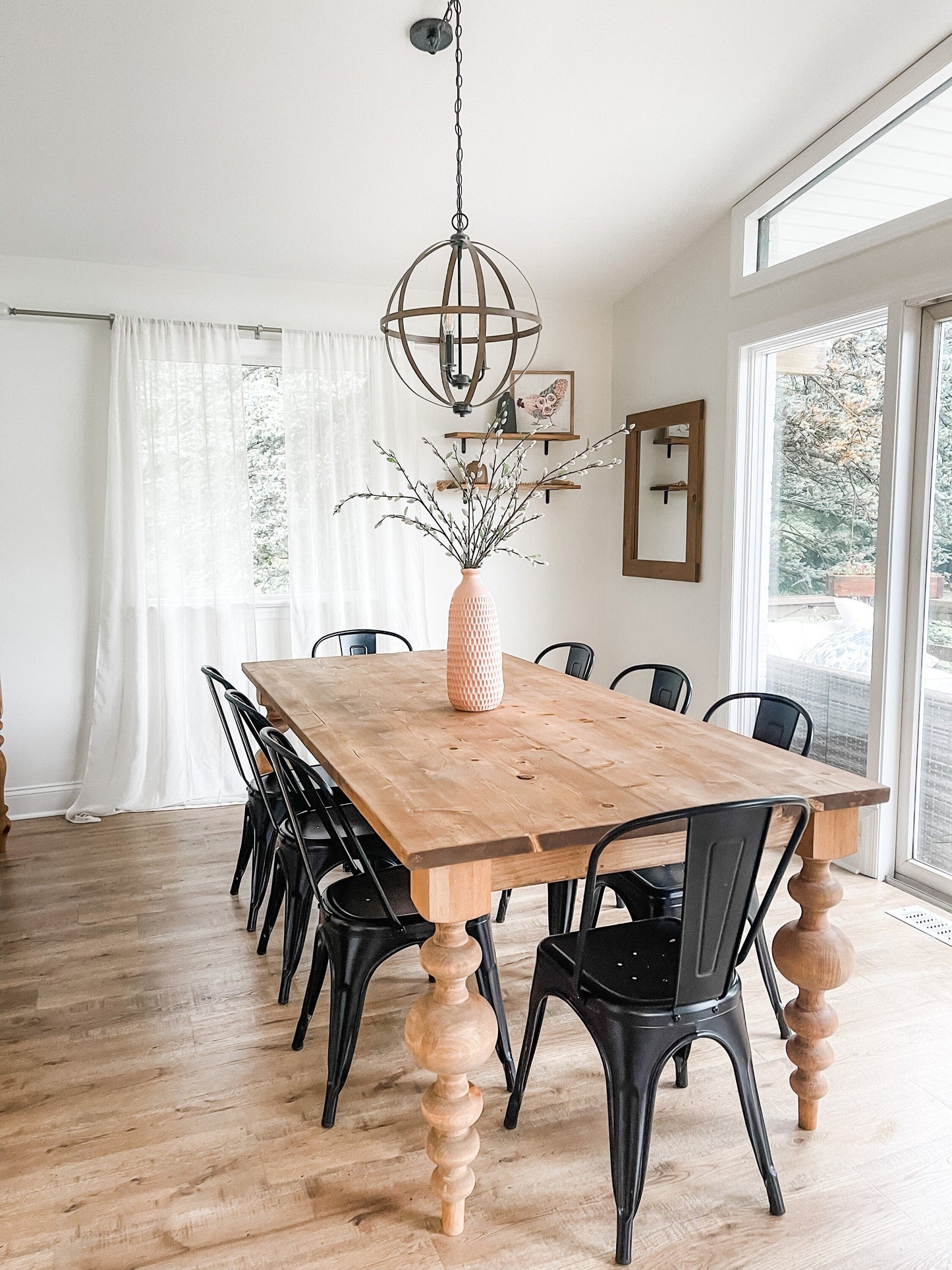 Large Turned Leg Table, Chunky Balled Farmhouse Table, Massive Modern Table, Custom Dining Table, Bulb Leg Table, Modern Farmhouse Table