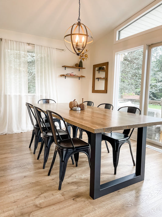 Custom Metal Leg Table, Square Metal Legs Farmhouse Table, Farmhouse Table, Custom Dining Table, Metal Leg Table, Modern Farmhouse Table