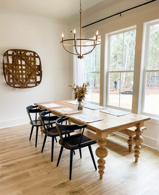 Chunky Balled Farmhouse Table, Large Turned Leg Table, Large Modern Table, Custom Dining Table, Bulb Leg Table, Modern Baluster Farm Table