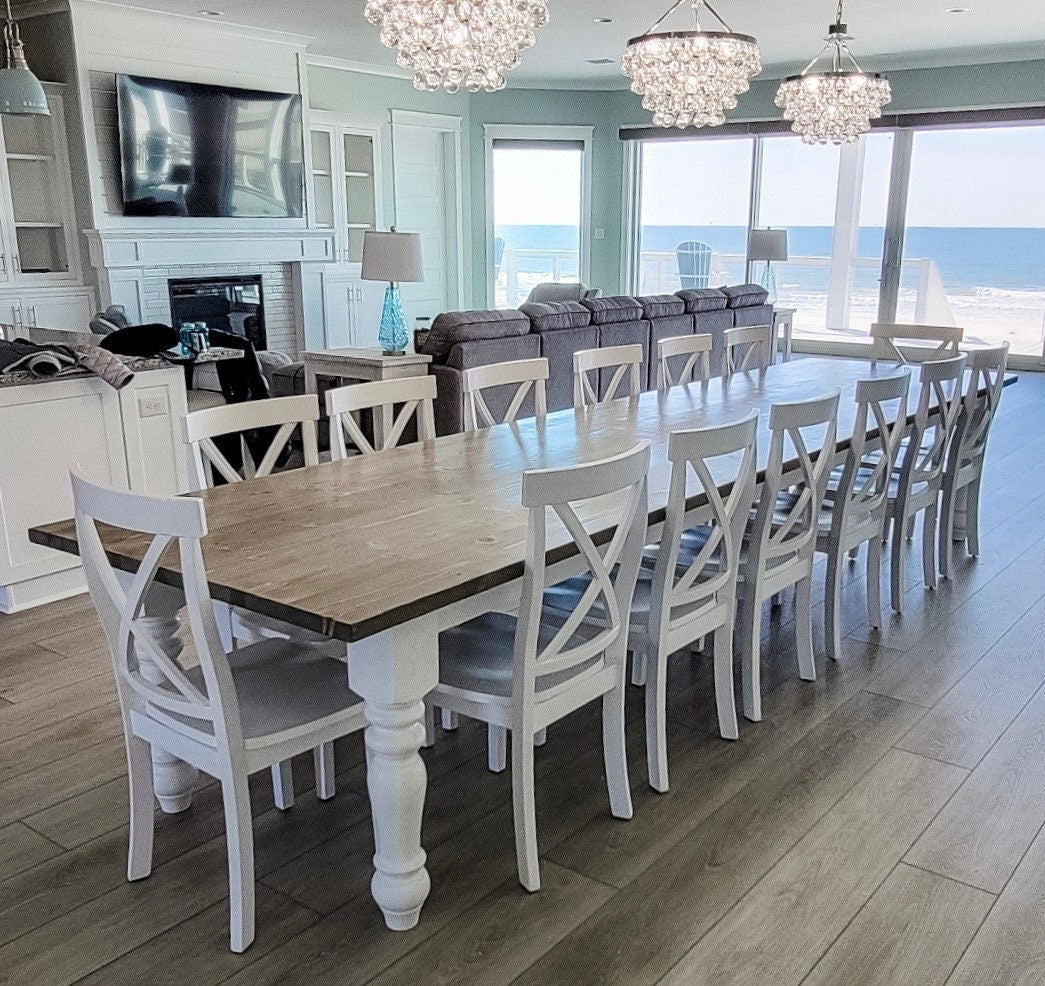 Rustic Table Watsonville Custom Large Farmhouse Table – Up to 14 Feet – The Farmhouse Finds