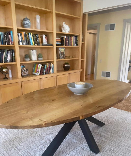 oval table, table with metal legs, metal leg table, large farm table, dining room table, formal dining table, kitchen table, rustic table, barnwood table, 8-foot table, farmhouse table, modern table, spider table legs