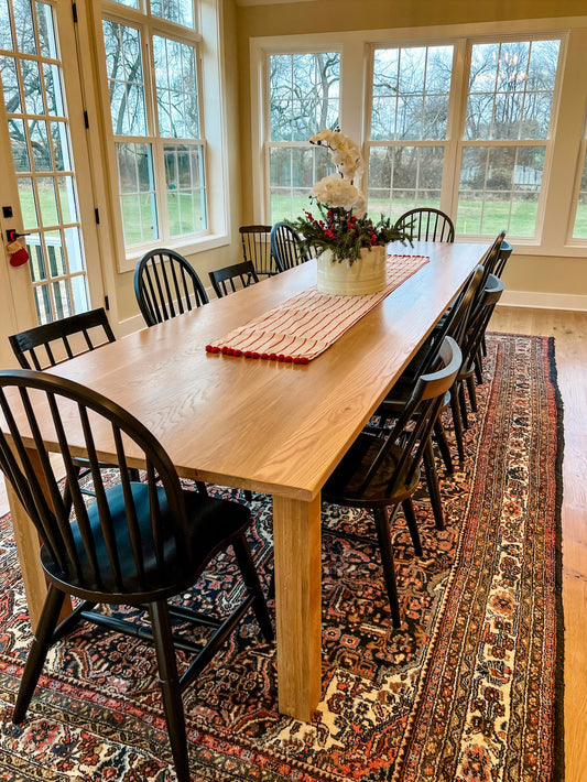 Custom white oak table, white oak kitchen table, white oak table, natural white oak table, large white oak table, parsons table, custom parsons table, modern white oak, squared leg table, 10-foot white oak table, 12-foot white oak table, long table