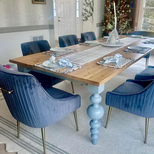 Large Turned Leg Table, Chunky Balled Farmhouse Table, Large Modern Table, Custom Dining Table, Bulb Leg Table, 10-Foot Table, 12-Foot Table