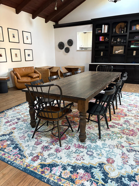 Large Dining Table, Long Dining Table, Large Custom Table, Custom Dining Table, Turned Leg Table, Modern Farmhouse Table - 10-Foot, 12-Foot