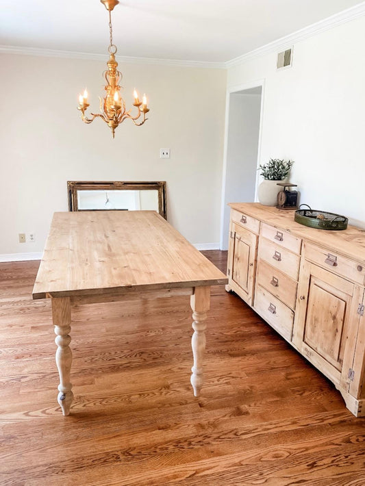 Custom Dining Table, Farmhouse Table, Massive Modern Table, Large Dining Table, Turned Leg Table, Natural Wood Farmhouse Table