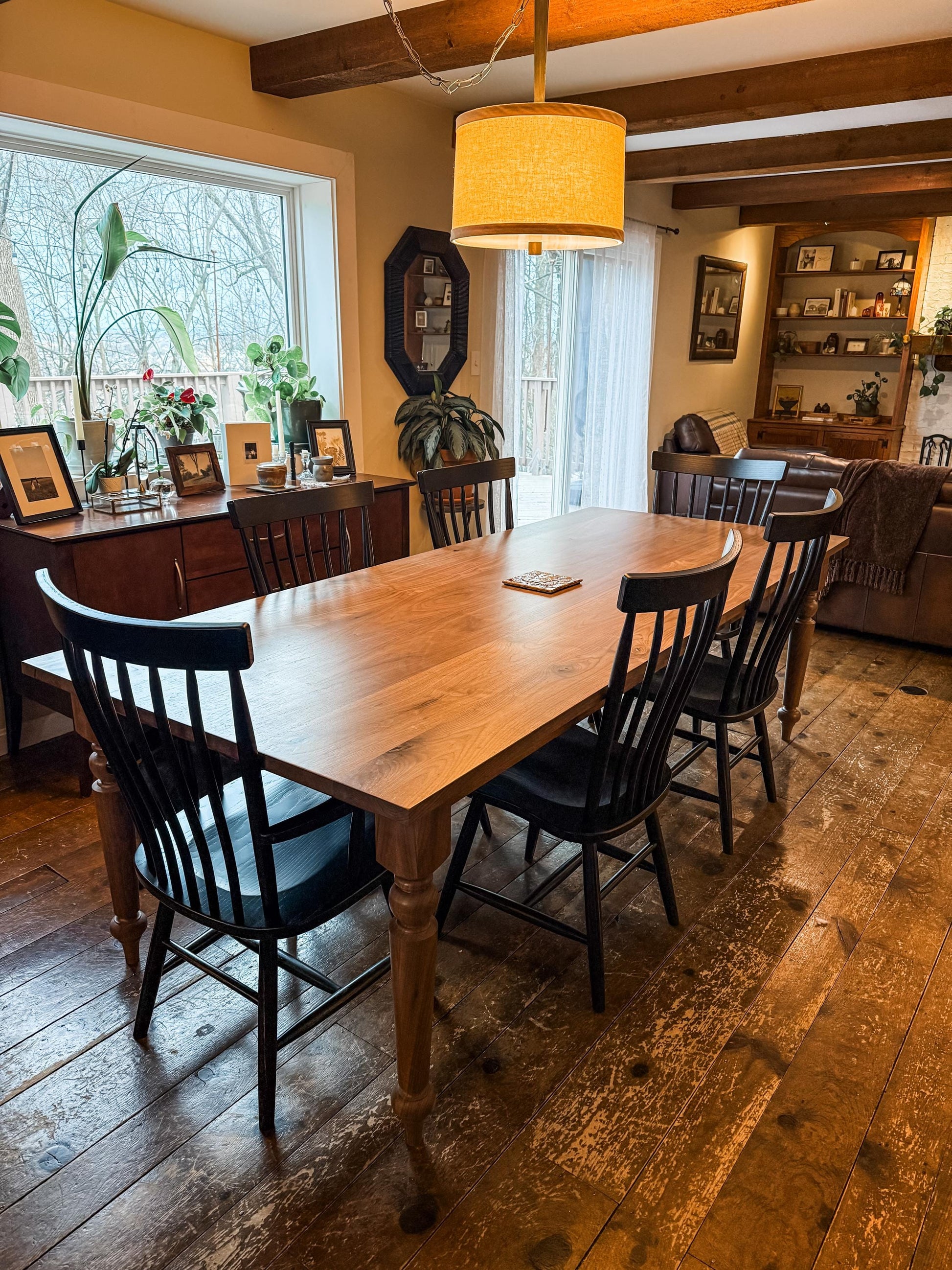 Solid Black Walnut Dining Table, Walnut Kitchen Furniture, Turned Leg Custom Hardwood Table