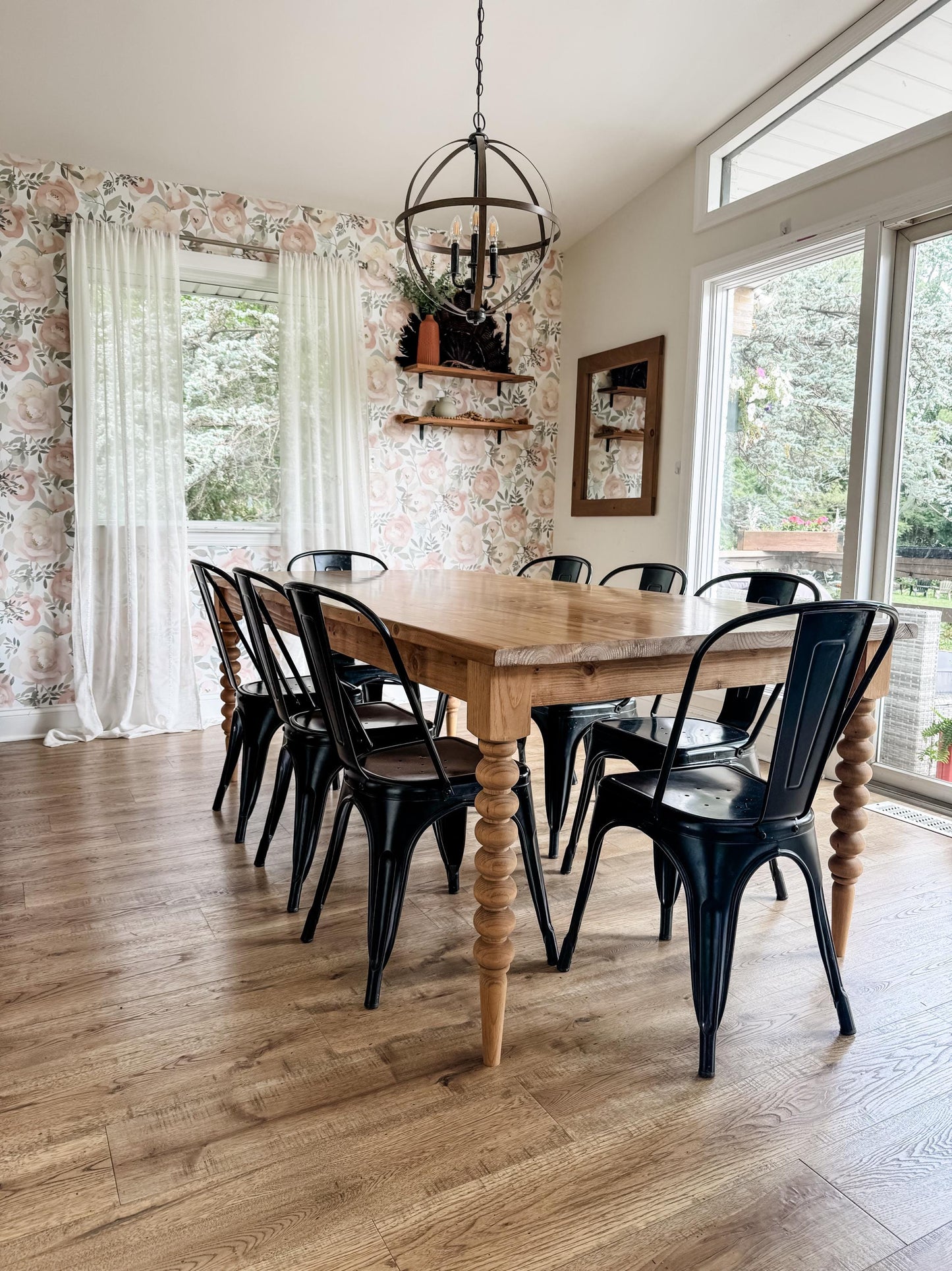 Spool Leg Dining Table, Bobbin Turned Leg Table, Custom Solid Wood Kitchen Table, Large Farmhouse Table, Modern Dining Table - All Sizes!