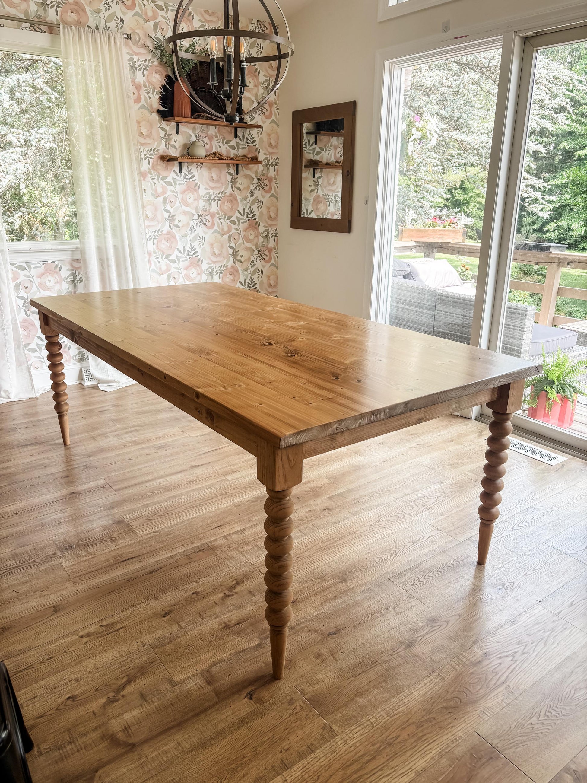 Spool Leg Dining Table, Bobbin Turned Leg Table, Custom Solid Wood Kitchen Table, Large Farmhouse Table, Modern Dining Table - All Sizes!