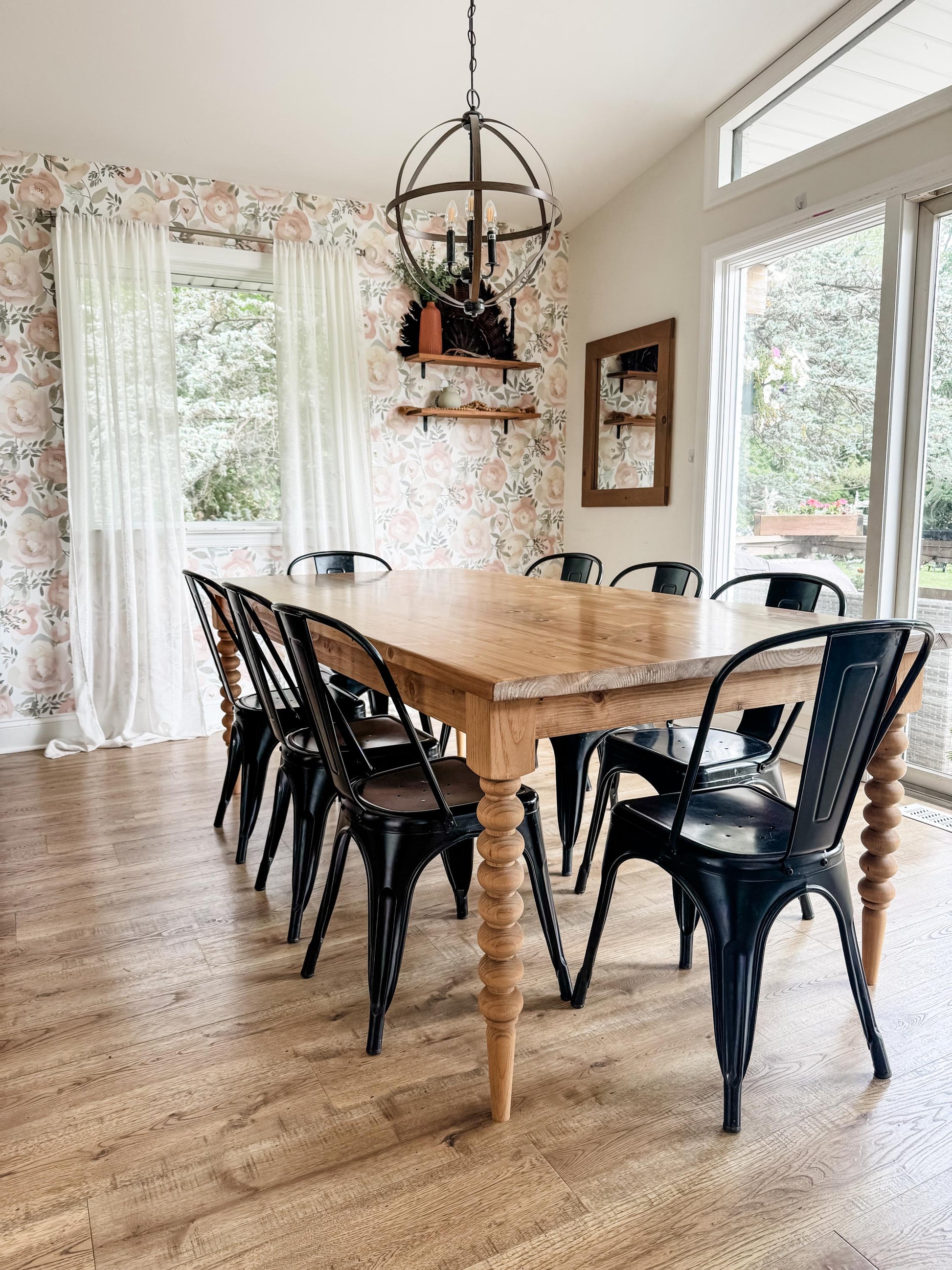 Bobbin Dining Table, English Cottage Style Turned Leg Table, Vintage Farmhouse Kitchen Table, Custom Size Modern Table - All Sizes & Stains