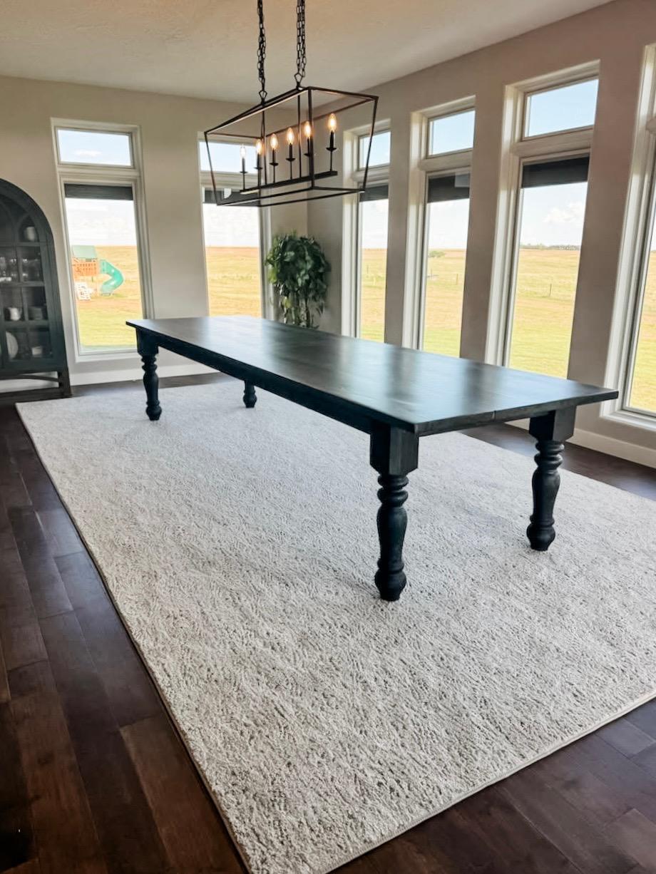 Custom Dining Table, Modern Farmhouse Table, Handmade Wood Table, Black Dining Table, Chunky Leg Table, Modern Farmhouse Table