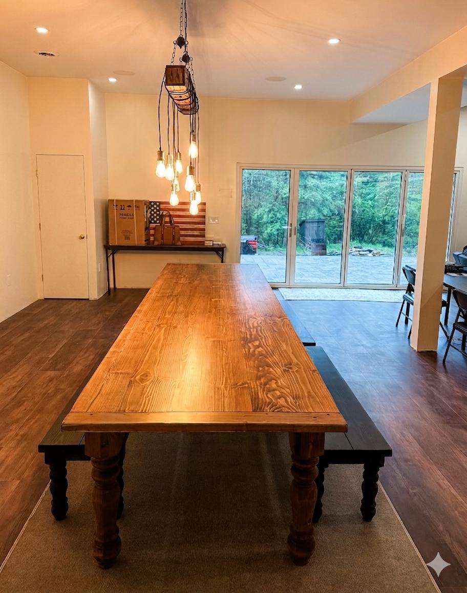 Farmhouse Table, Large Turned Leg Dining, Custom Solid Wood Table - 10-Foot Table, 12-Foot Table - Any Size & Stain - Handmade!