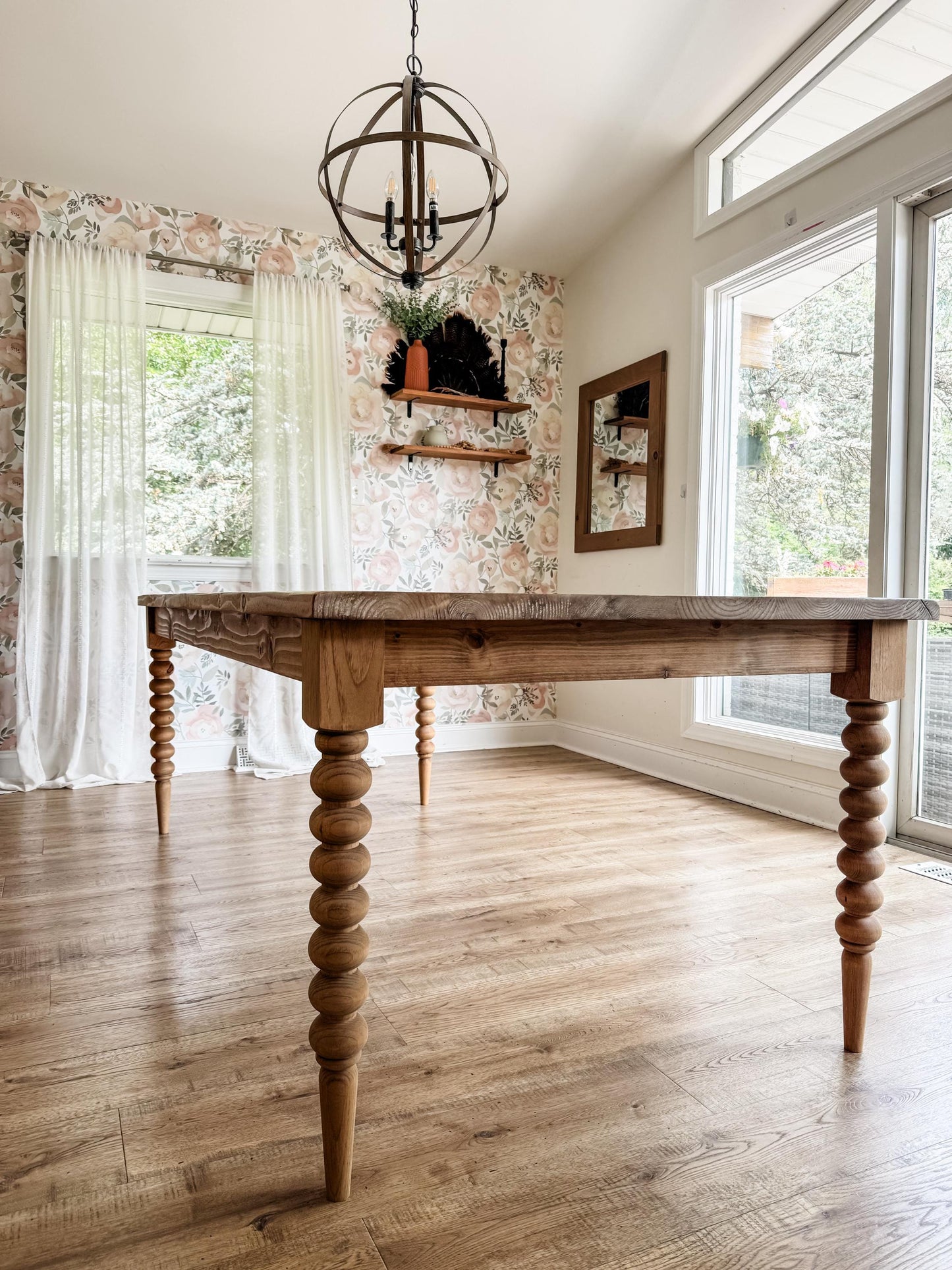 Spool Leg Dining Table, Bobbin Turned Leg Table, Custom Solid Wood Kitchen Table, Large Farmhouse Table, Modern Dining Table - All Sizes!