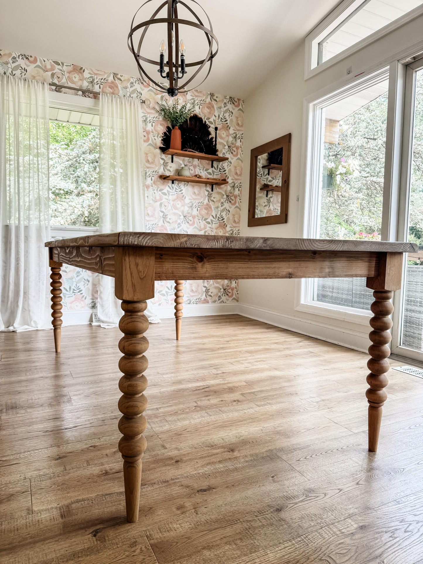 Spool Leg Dining Table, Bobbin Turned Leg Table, Custom Solid Wood Kitchen Table, Large Farmhouse Table, Modern Dining Table - All Sizes!