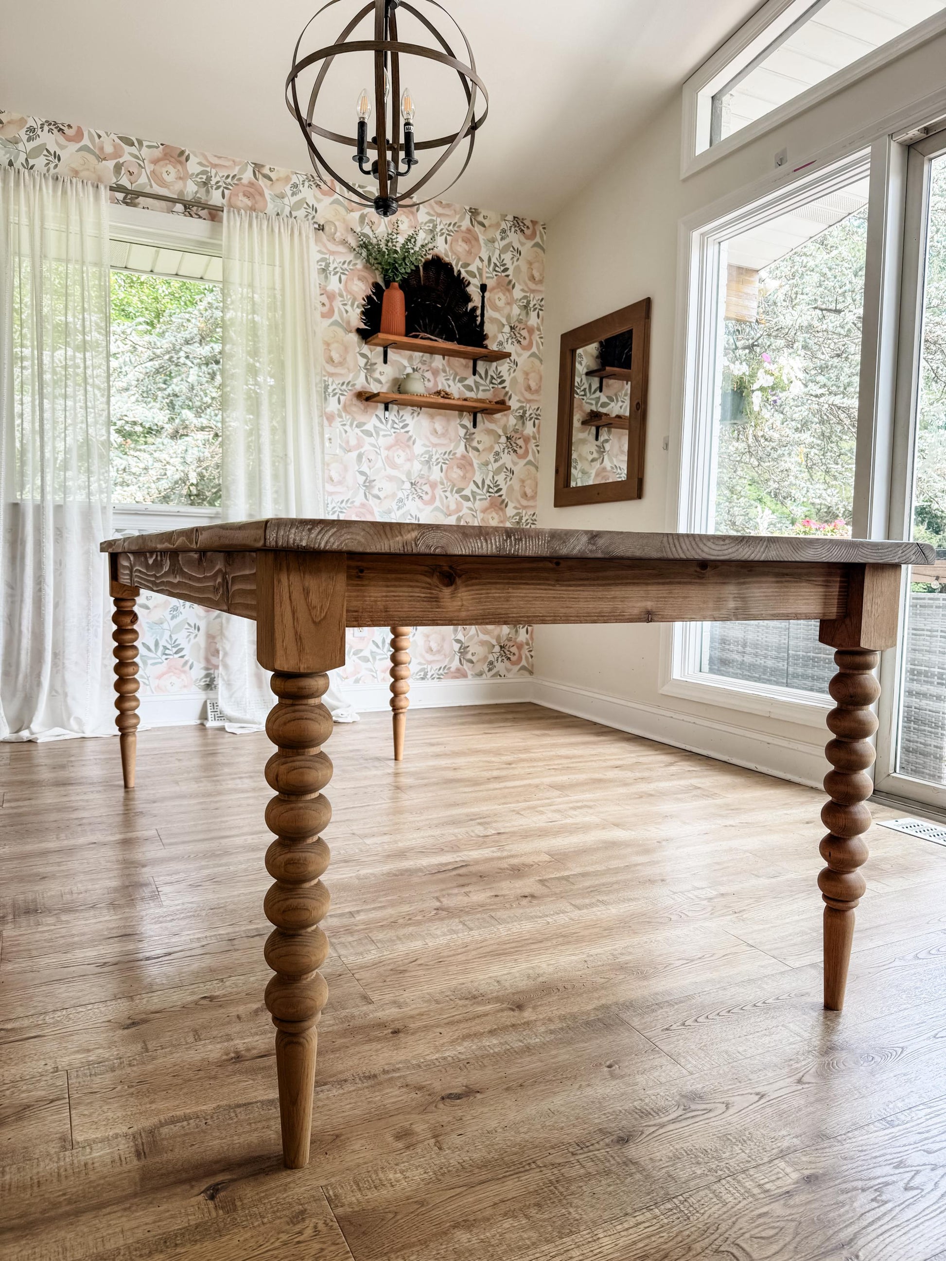 Spool Leg Dining Table, Bobbin Turned Leg Table, Custom Solid Wood Kitchen Table, Large Farmhouse Table, Modern Dining Table - All Sizes!
