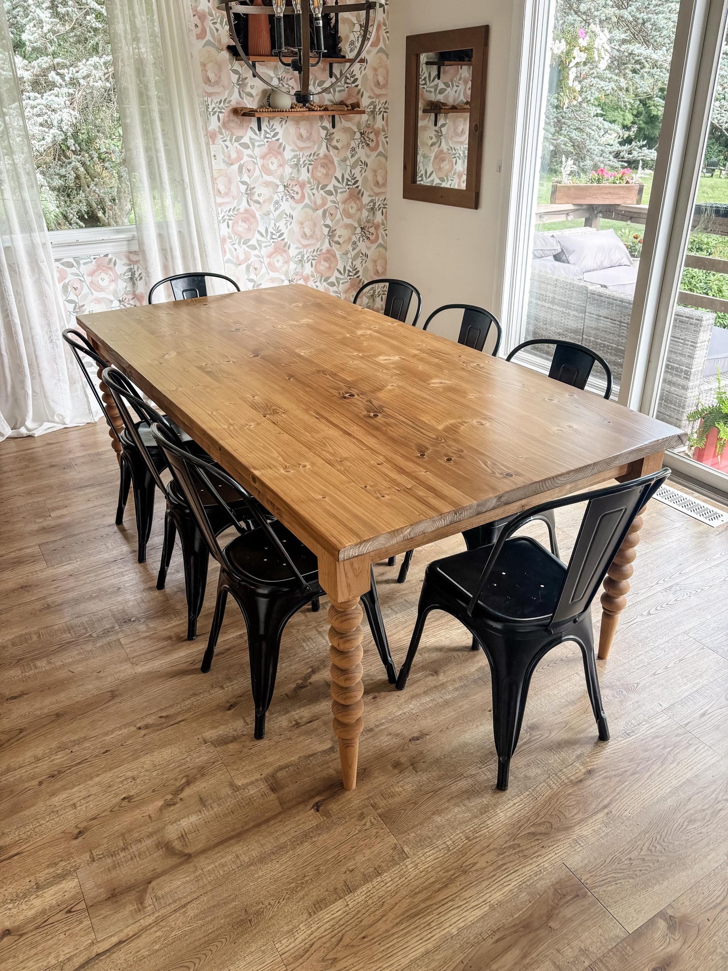 Bobbin Dining Table, English Cottage Style Turned Leg Table, Vintage Farmhouse Kitchen Table, Custom Size Modern Table - All Sizes & Stains
